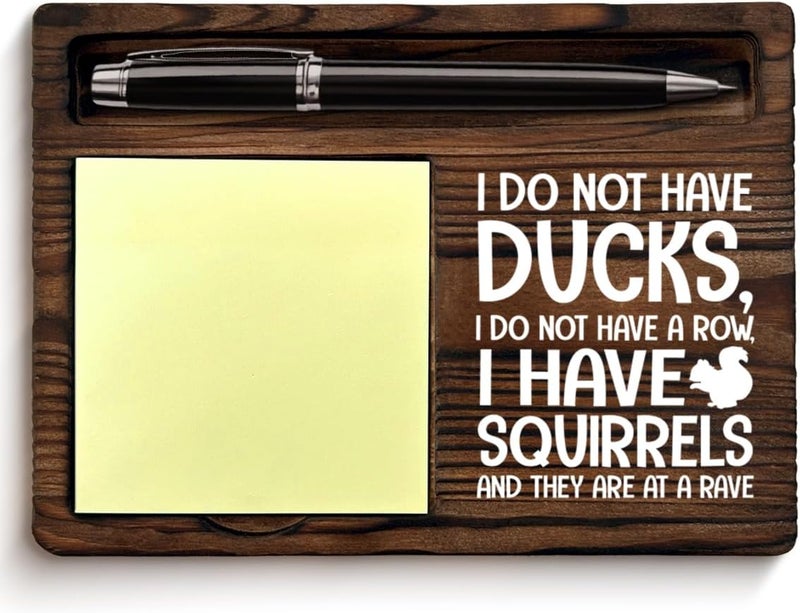 QODMGD Funny Office Sticky Note Holder Sarcastic Gifts for Coworkers Employees Boss, I Do Not Have Ducks I Have Squirrels Post It Note Dispenser for Office Cubicle Desk Decor - Image 1